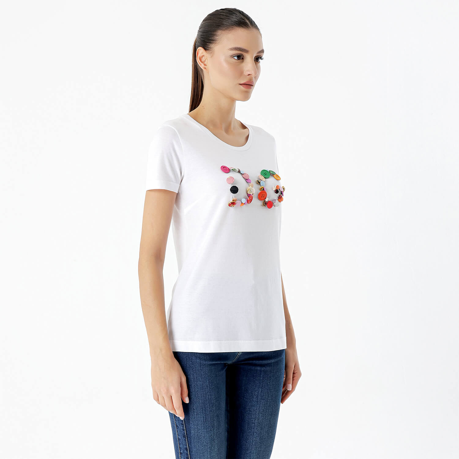 Dolce&Gabbana - White Cotton D&G Logo Button Detail Tshirt